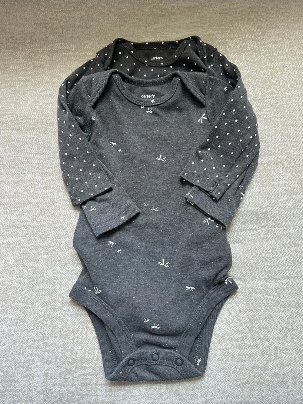 Carter's Charcoal Gray Long-Sleeve Baby One-Piece (2-Pack)